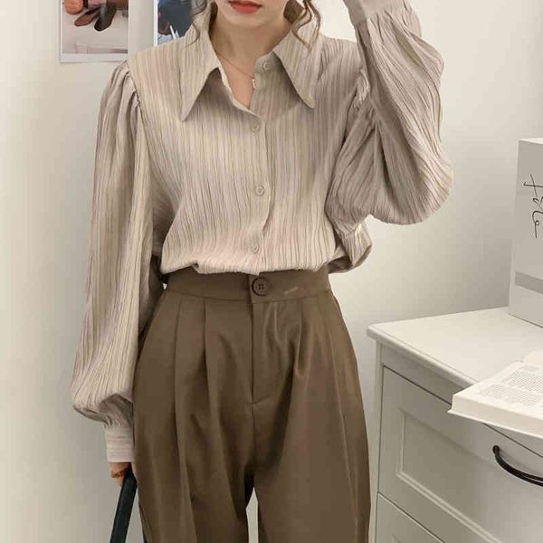 women's blouses & shirts women wrinkles blouse autumn winter female workwear solid color chic long sleeve femme yqs3, White
women's blouses & shirts women wrinkles blouse autumn winter female workwear solid color chic long sleeve femme yqs3, White