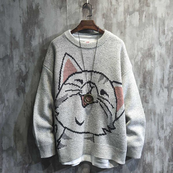 fashion sweater cat men's autumn and winter loose thickened outer wear trend lazy wind couple's round neck knitted, White;black
fashion sweater cat men's autumn and winter loose thickened outer wear trend lazy wind couple's round neck knitted, White;black