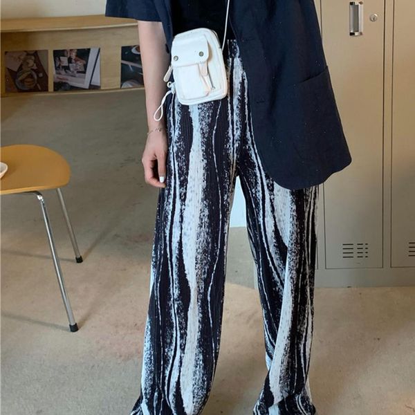 high elastic waist printed long pleated wide leg trouser new loose fit pant women fashion tide spring 2021 rendering pant, Black;white
high elastic waist printed long pleated wide leg trouser new loose fit pant women fashion tide spring 2021 rendering pant, Black;white