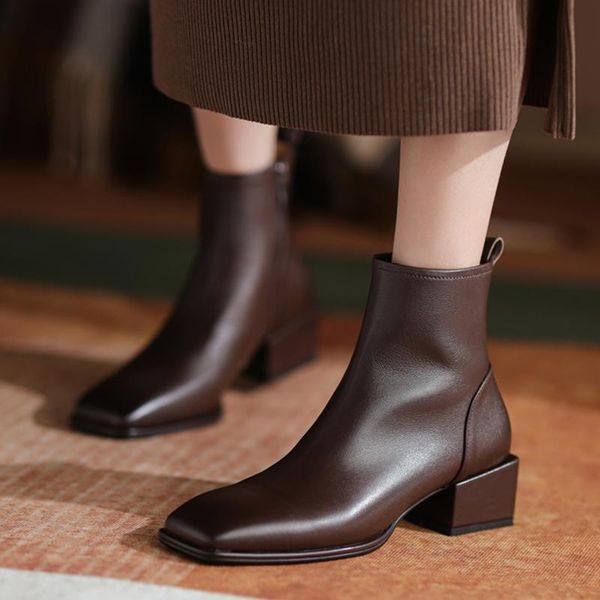 boots genuine leather women ankle designer shoes spring/autumn square heels side zipper woman short, Black
boots genuine leather women ankle designer shoes spring/autumn square heels side zipper woman short, Black
