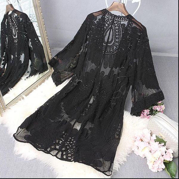 1pc women beach cover up floral embroidery swimwear women robe cardigan bathingsuit drop shipping good quality, White
1pc women beach cover up floral embroidery swimwear women robe cardigan bathingsuit drop shipping good quality, White
