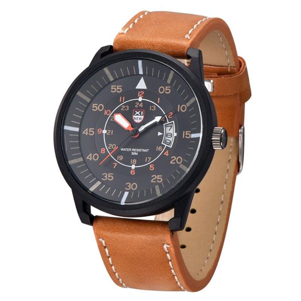 wristwatches relogio masculino fashion watch xi quartz sport military watches men leather strap date clock 2330, Slivery;brown
wristwatches relogio masculino fashion watch xi quartz sport military watches men leather strap date clock 2330, Slivery;brown
