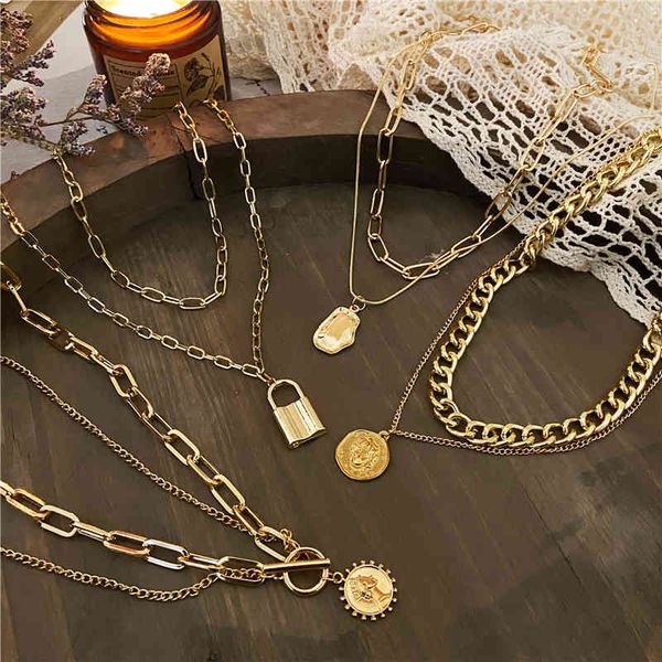 necklaces pendants 2021 gold for women vintage chain pendant lock coin geometric metal choker neck jewelry collares, Silver
necklaces pendants 2021 gold for women vintage chain pendant lock coin geometric metal choker neck jewelry collares, Silver
