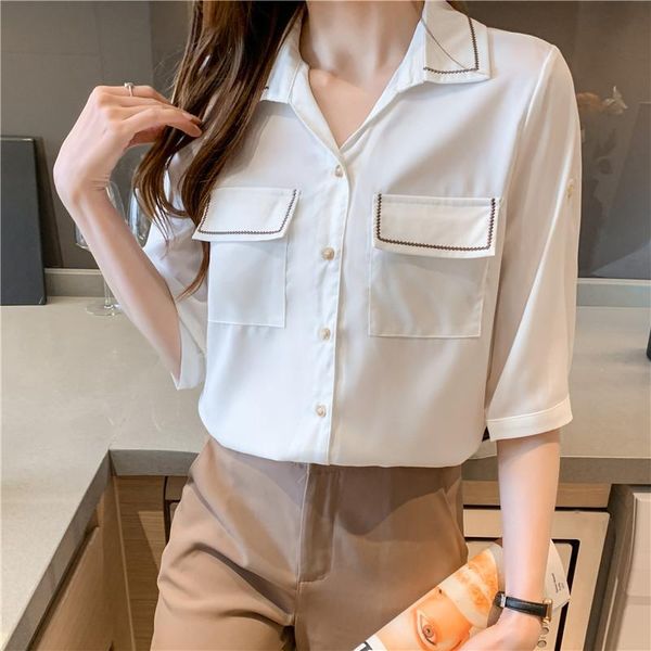 women's blouses & shirts short-sleeved chiffon shirt women 's summer 2021 fashion design sense niche business chic small top, White
women's blouses & shirts short-sleeved chiffon shirt women 's summer 2021 fashion design sense niche business chic small top, White