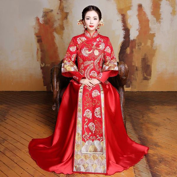 oriental asian bride beauty chinese traditional wedding dress women red floral long sleeve embroidery cheongsam robe qipao style
oriental asian bride beauty chinese traditional wedding dress women red floral long sleeve embroidery cheongsam robe qipao style