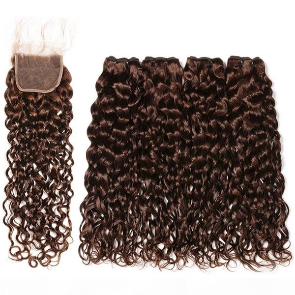 #4 dark brown malaysian wet and wavy human hair 4bundles with closure chocolate brown human hair weave wefts with 4x4 lace front closure, Black;brown
#4 dark brown malaysian wet and wavy human hair 4bundles with closure chocolate brown human hair weave wefts with 4x4 lace front closure, Black;brown