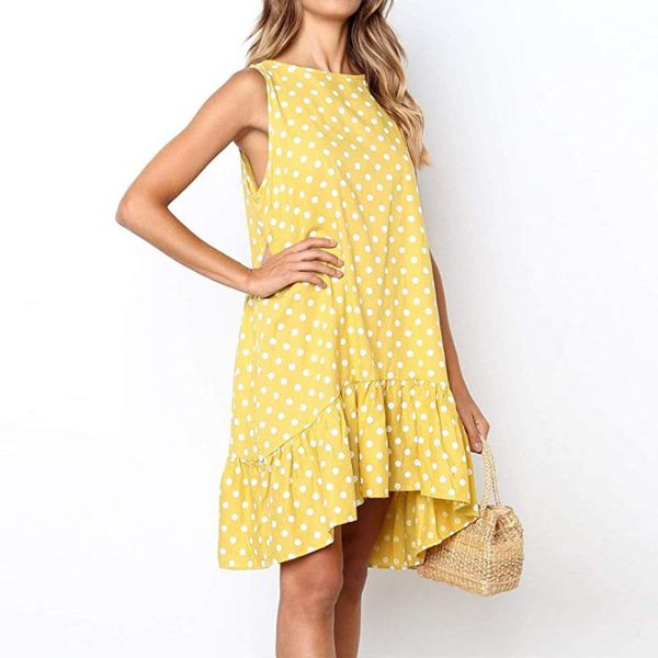 casual dresses 2021 summer polka dot print knee length dress women sleeveless loose ruffles beach ladies o neck party, Black;gray
casual dresses 2021 summer polka dot print knee length dress women sleeveless loose ruffles beach ladies o neck party, Black;gray
