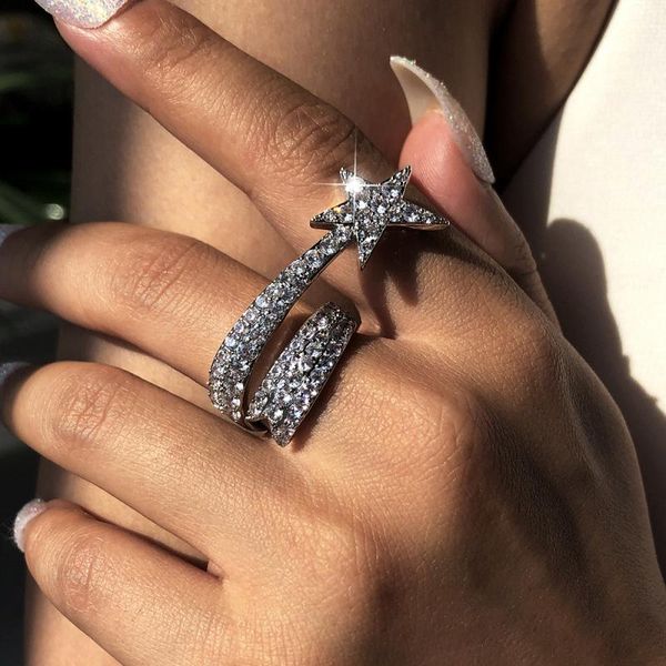 cluster rings find me creative open star for women white zircon copper adjustable fashion jewelry accessories, Golden;silver
cluster rings find me creative open star for women white zircon copper adjustable fashion jewelry accessories, Golden;silver