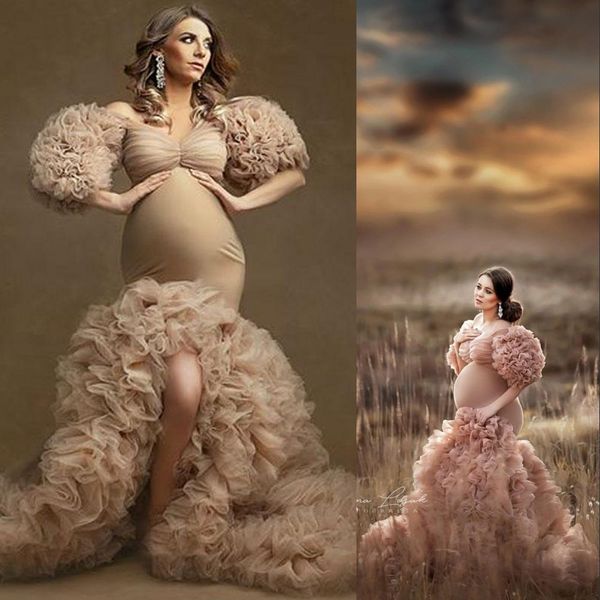 2021 champagne evening dresses wear tulle kimono women robe pshoot half sleeves off shoulder prom gowns african mermaid split maternity dres, Black;red
2021 champagne evening dresses wear tulle kimono women robe pshoot half sleeves off shoulder prom gowns african mermaid split maternity dres, Black;red