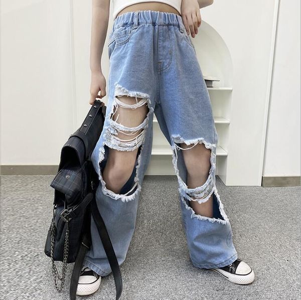 2021 new wholesale girls denim wide pants holes fashion spring girls jean pants 6-12t a280, Blue
2021 new wholesale girls denim wide pants holes fashion spring girls jean pants 6-12t a280, Blue