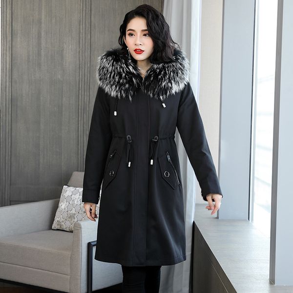 2021 winter brand thicked outerwear raccoon collar hooded women's long new rex rabbit fur inner coat quality oversize coats azy6, Black
2021 winter brand thicked outerwear raccoon collar hooded women's long new rex rabbit fur inner coat quality oversize coats azy6, Black