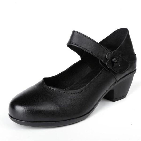 dress shoes fashion autumn mom high heel soft bottom non-slip thick comfort work genuine leather woman, Black
dress shoes fashion autumn mom high heel soft bottom non-slip thick comfort work genuine leather woman, Black