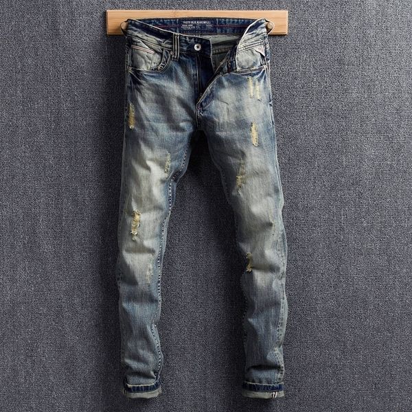 2021 new italian style fashion slim retro yellow washed men denim pants designer lvr0, Blue
2021 new italian style fashion slim retro yellow washed men denim pants designer lvr0, Blue