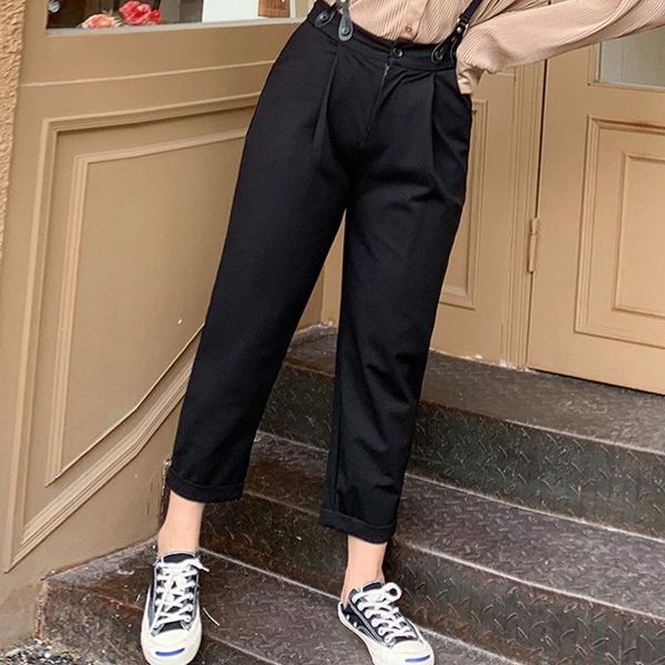 korean plus size l-3xl elastic black straight leg overalls women casual high waist loose pants for women trousers 2021 autumn, Black;white
korean plus size l-3xl elastic black straight leg overalls women casual high waist loose pants for women trousers 2021 autumn, Black;white