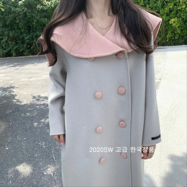 women's wool & blends factory in 2021 about the double-sided color matching shawl collar double hand sewing cashmere coat dress, Black
women's wool & blends factory in 2021 about the double-sided color matching shawl collar double hand sewing cashmere coat dress, Black