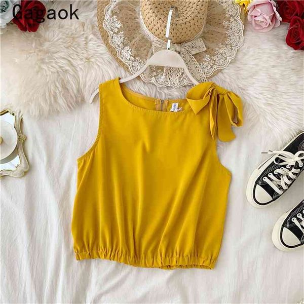 women beach style chiffon blouse summer solid o-neck bow sleeveless sweet naval chic wild casual shirt 210531, White
women beach style chiffon blouse summer solid o-neck bow sleeveless sweet naval chic wild casual shirt 210531, White