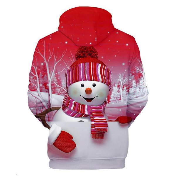 christmas snowman print hoodies fashion women's christmas printing long sleeves hooded cap o-neck pullover sweatshirts #g2, Black