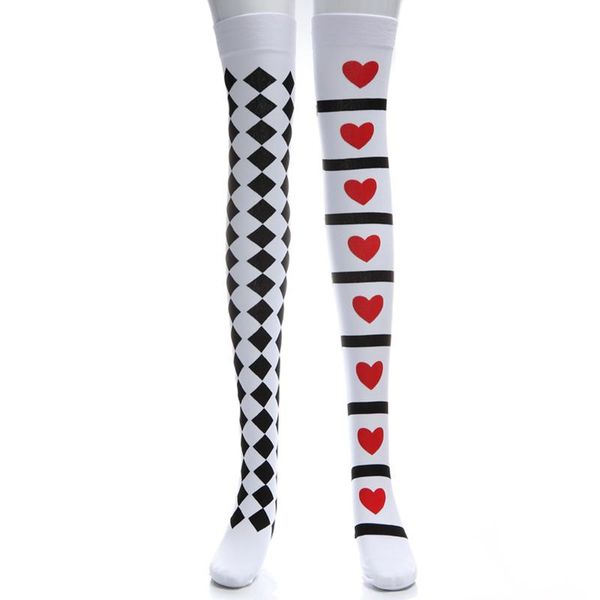 poker card suit print thigh high stockings clown cosplay costume women girls over knee long socks halloween cosplay accessories
poker card suit print thigh high stockings clown cosplay costume women girls over knee long socks halloween cosplay accessories