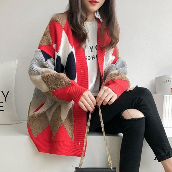 2021 new women color block cardigans autumn winter pliad v neck single breasted sleeve loose sweater coats casual jacket m0hb, White;black
2021 new women color block cardigans autumn winter pliad v neck single breasted sleeve loose sweater coats casual jacket m0hb, White;black
