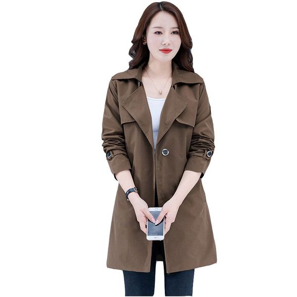 women's trench coats plus size windbreaker women 2021 autumn medium long casual coat ladies fashion spring woman outer wear, Tan;black
women's trench coats plus size windbreaker women 2021 autumn medium long casual coat ladies fashion spring woman outer wear, Tan;black