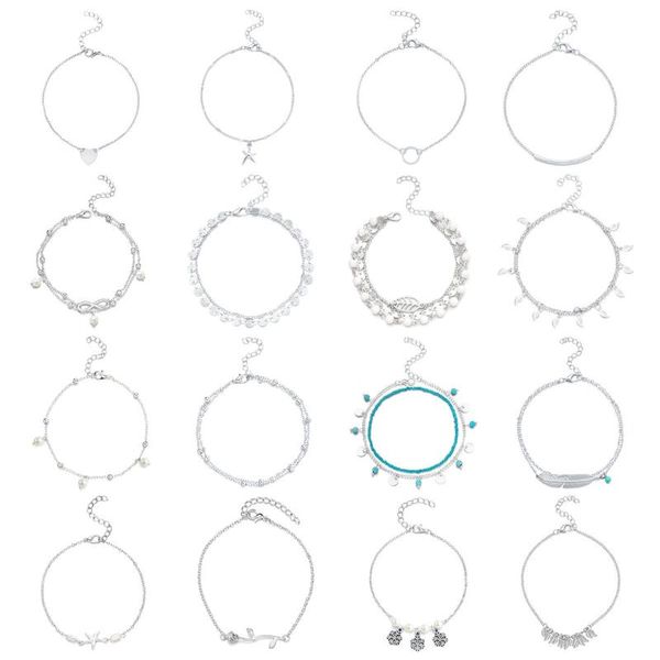 anklets 16 pcs/set alloy charm for women silver color ankle chain jewelry 2021 summer beach foot jewellry simple, Red;blue
anklets 16 pcs/set alloy charm for women silver color ankle chain jewelry 2021 summer beach foot jewellry simple, Red;blue