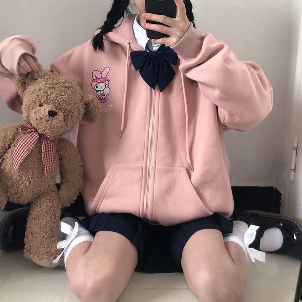 2021 deeptown kuromi anime winter kawaii fashion zip up hoodie women long sleeve cute print plus veet sweatshirt io36, Black
2021 deeptown kuromi anime winter kawaii fashion zip up hoodie women long sleeve cute print plus veet sweatshirt io36, Black