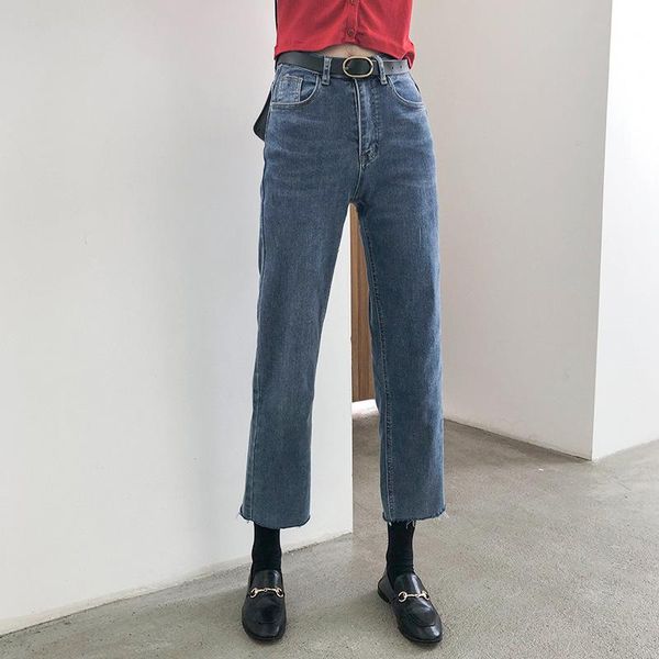 women's jeans high-waisted straight-leg women 2021 autumn korean version torn edge design pants loose thin cotton cropped trousers, Blue
women's jeans high-waisted straight-leg women 2021 autumn korean version torn edge design pants loose thin cotton cropped trousers, Blue