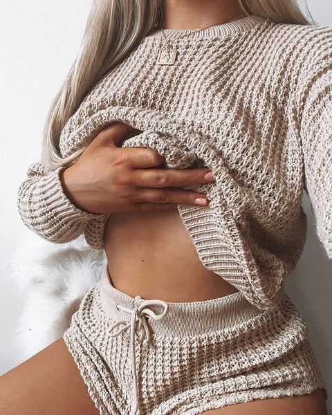 women's tracksuits fashion womens casual two piece sweater outfits long sleeve pullovers high waist shorts sets hollow knitted suits c, Gray
women's tracksuits fashion womens casual two piece sweater outfits long sleeve pullovers high waist shorts sets hollow knitted suits c, Gray
