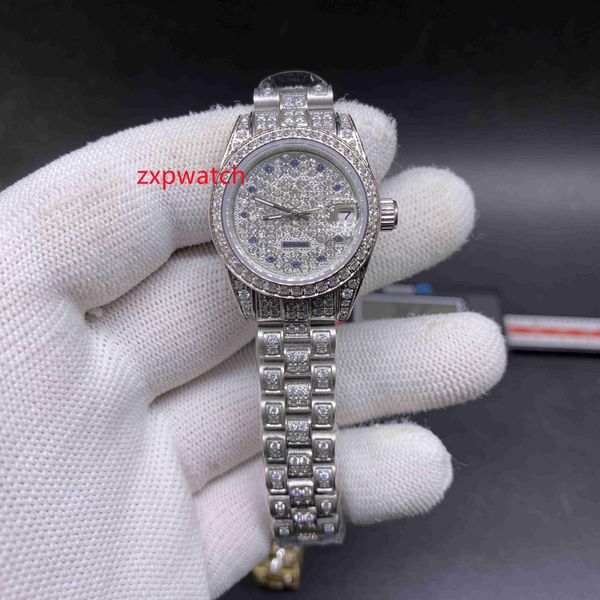 26mm hip hop diamond women watches stainless steel watch diamond face with diamond strap watch automatic 26mm prong set wristwatch, Slivery;brown
26mm hip hop diamond women watches stainless steel watch diamond face with diamond strap watch automatic 26mm prong set wristwatch, Slivery;brown