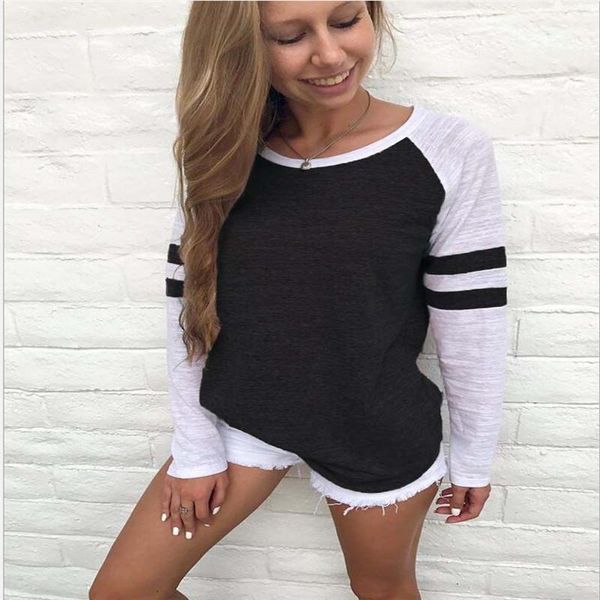 women's t-shirt 2021 fashion stripe women shirts printed stitching round neck long sleeve autumn winter woman clothes, White
women's t-shirt 2021 fashion stripe women shirts printed stitching round neck long sleeve autumn winter woman clothes, White