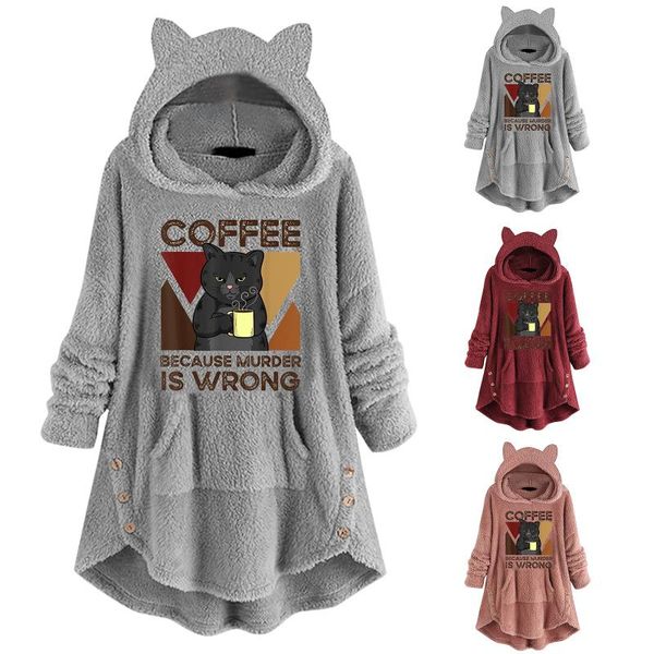 women's hoodies & sweatshirts women clothes long sleeve block coffee cat print pullover hoodie fleece cute printed loose with button po, Black
women's hoodies & sweatshirts women clothes long sleeve block coffee cat print pullover hoodie fleece cute printed loose with button po, Black