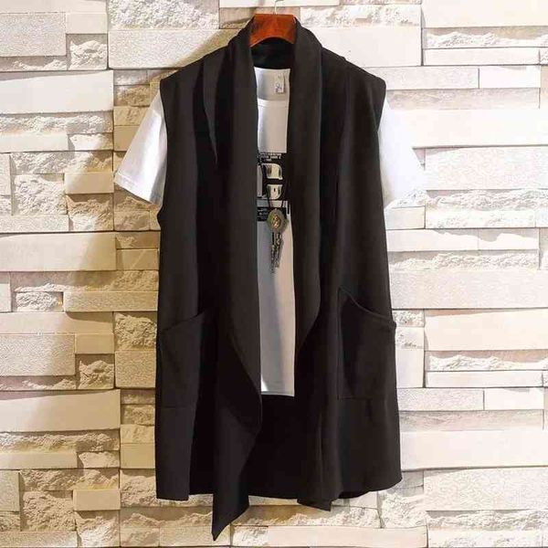 men's vests men fashion long vest sleeveless jacket cardigan male nightclub singer stage costume korean casual gilet cloak colete, Black;white
men's vests men fashion long vest sleeveless jacket cardigan male nightclub singer stage costume korean casual gilet cloak colete, Black;white
