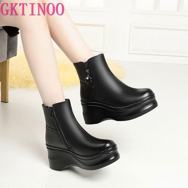 boots gktinoo women winter platform genuine leather fashion high heel wool warm short booties ankle, Black
boots gktinoo women winter platform genuine leather fashion high heel wool warm short booties ankle, Black