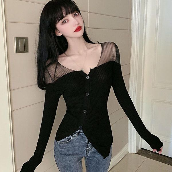 women's knits & tees 2021 cardigan women autumn winter v neck patchwork mesh long sleeve casual knitted sweater clothes, White
women's knits & tees 2021 cardigan women autumn winter v neck patchwork mesh long sleeve casual knitted sweater clothes, White