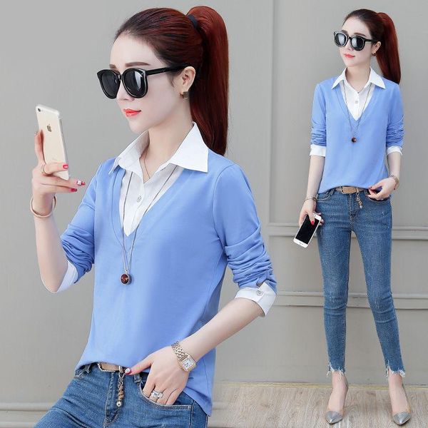 women's blouses & shirts 2021 spring autumn women fake two-piece long sleeved blouse shirt female turn-down collar patchwork, White
women's blouses & shirts 2021 spring autumn women fake two-piece long sleeved blouse shirt female turn-down collar patchwork, White