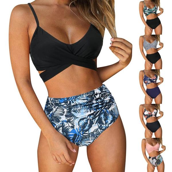 women's swimwear fanuerg women criss cross high waisted bikini swimsuit push up string floral printed 2 piece bathing suits beach wear, White;black
women's swimwear fanuerg women criss cross high waisted bikini swimsuit push up string floral printed 2 piece bathing suits beach wear, White;black