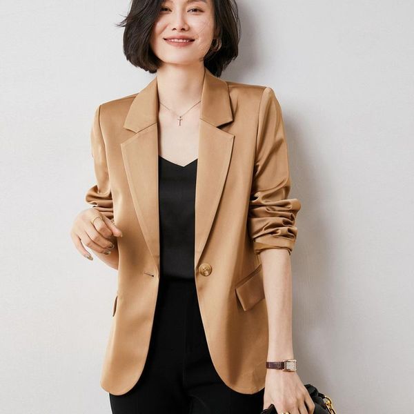 women's suits & blazers 2021 early spring acetic acid fabric small suit long sleeve slim fit coat leisure simple mulberry silk solid co, White;black
women's suits & blazers 2021 early spring acetic acid fabric small suit long sleeve slim fit coat leisure simple mulberry silk solid co, White;black