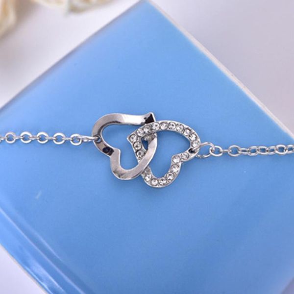 link, chain inlaid cubic zircon crystal bangle bracelets double heart shape silver color for women jewelry woman bridesmaid gifts, Black
link, chain inlaid cubic zircon crystal bangle bracelets double heart shape silver color for women jewelry woman bridesmaid gifts, Black