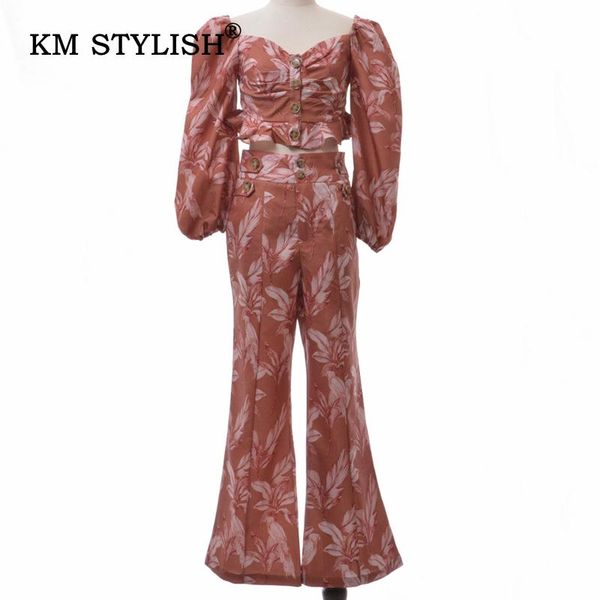 new women fashion high waist long pants print strapless puff sleeve shirt flare trousers lady sets, White
new women fashion high waist long pants print strapless puff sleeve shirt flare trousers lady sets, White