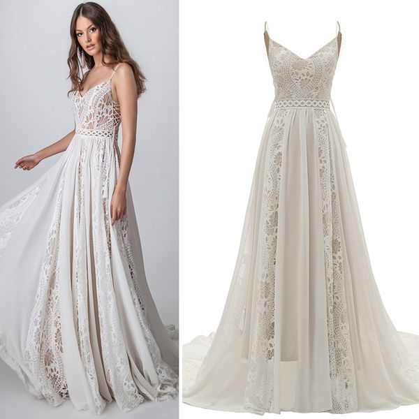 chiffon beach bohemian wedding dress bridal gowns a line sleeveless backless lace spaghetti straps plus size boho bride dresses real ps 2022, White
chiffon beach bohemian wedding dress bridal gowns a line sleeveless backless lace spaghetti straps plus size boho bride dresses real ps 2022, White
