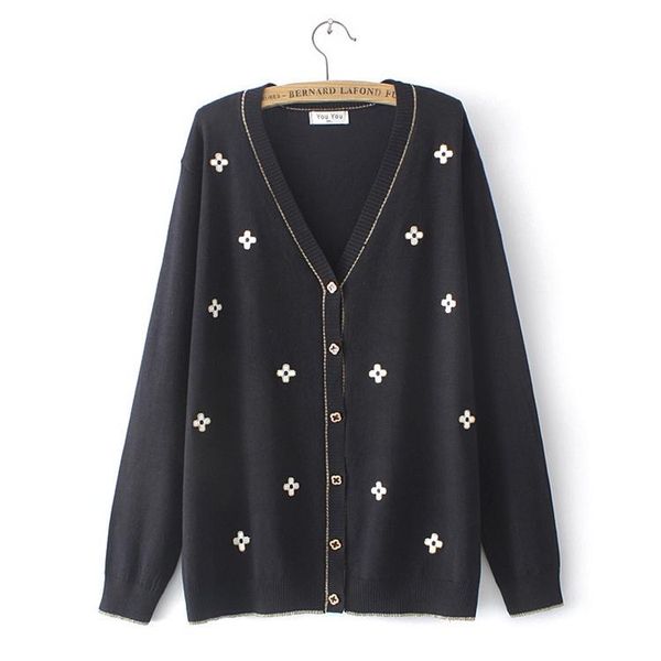plus size outerwear & coats women's white black autumn cardigan long sleeved floral embroidery oversized knitted cardigans
plus size outerwear & coats women's white black autumn cardigan long sleeved floral embroidery oversized knitted cardigans