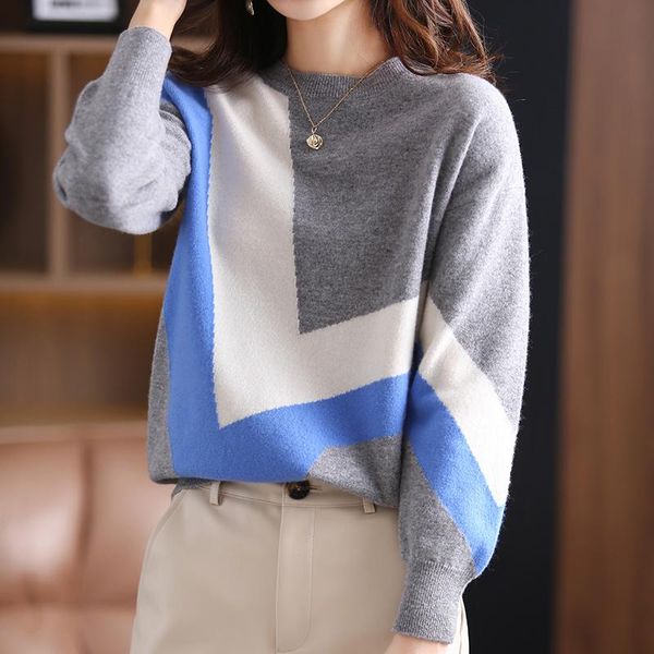 women's sweaters 2021 autumn winter cashmere sweater women o-neck color matching large size knit pullover 100%pure wool long-sleeve fem, White;black
women's sweaters 2021 autumn winter cashmere sweater women o-neck color matching large size knit pullover 100%pure wool long-sleeve fem, White;black