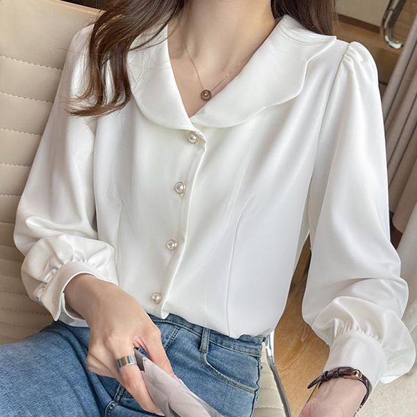 women's blouses & shirts long sleeve white blouse women blusas mujer de moda 2021 doll collar chiffon shirt e675
women's blouses & shirts long sleeve white blouse women blusas mujer de moda 2021 doll collar chiffon shirt e675