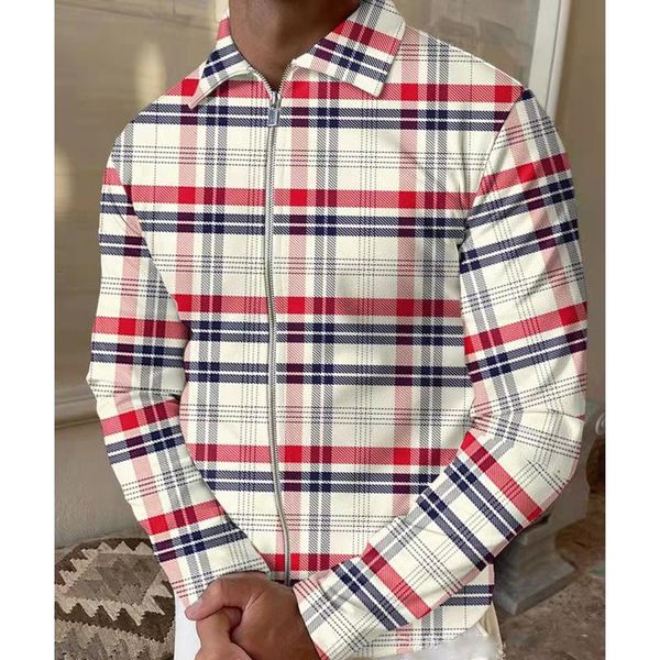 men's jackets autumn plaid zipper outwear jacket slim turndown collar long sleeve fashion streetwear casual coat male clothes, Black;brown
men's jackets autumn plaid zipper outwear jacket slim turndown collar long sleeve fashion streetwear casual coat male clothes, Black;brown