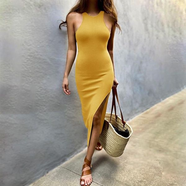 casual dresses high slit midi dress women sleeveless tank summer solid color round collar slim fit, Black;gray
casual dresses high slit midi dress women sleeveless tank summer solid color round collar slim fit, Black;gray