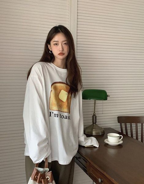 women's hoodies & sweatshirts american harajuku style toast printed long sleeve t-shirt oversize fall versatile loose top, Black
women's hoodies & sweatshirts american harajuku style toast printed long sleeve t-shirt oversize fall versatile loose top, Black