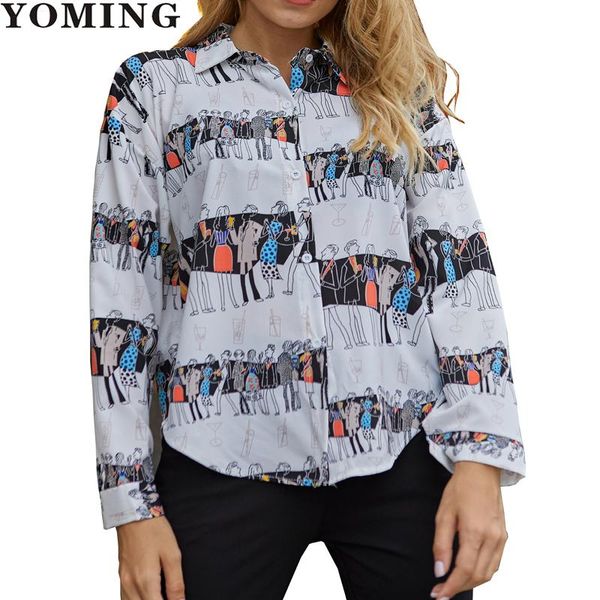 women's blouses & shirts yoming ym1032 fashion official women shirt lady print blouse turn-down collar long sleeve buttons streetwear, White
women's blouses & shirts yoming ym1032 fashion official women shirt lady print blouse turn-down collar long sleeve buttons streetwear, White