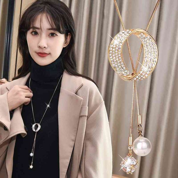 autumn and winter 2021 fashion simple sweater chain women's new oval zircon pearl long necklace, Black
autumn and winter 2021 fashion simple sweater chain women's new oval zircon pearl long necklace, Black