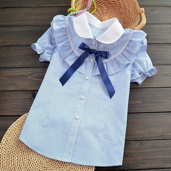 stripe girls blouses for baby kids preppy style casual cotton children school uniform 6 8 10 12 years vestidos, White;black 
stripe girls blouses for baby kids preppy style casual cotton children school uniform 6 8 10 12 years vestidos, White;black