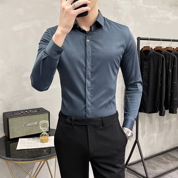 New Plus Size 4xl-m Bordado Esticado Camisa Masculina Manga Longa Alta Qualidade Slida Magro Ajuste Prom Formal Wear Blu 2B6D, Black;brown
New Plus Size 4xl-m Bordado Esticado Camisa Masculina Manga Longa Alta Qualidade Slida Magro Ajuste Prom Formal Wear Blu 2B6D, Black;brown